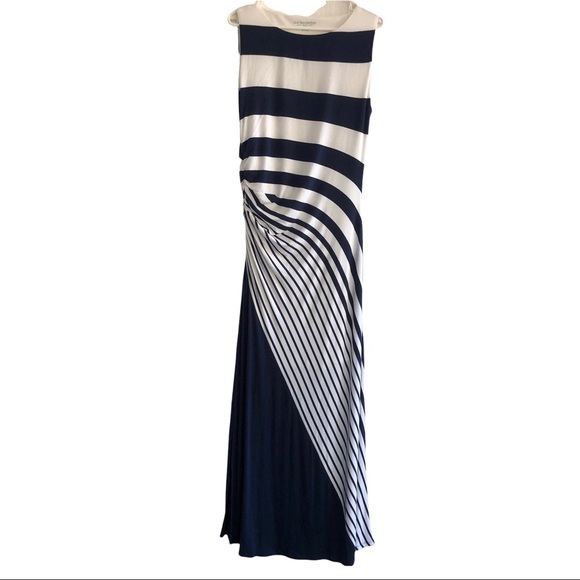 Soft Surroundings Here to Infinity Navy White striped Maxi Dress Sz M - Picture 3 of 10